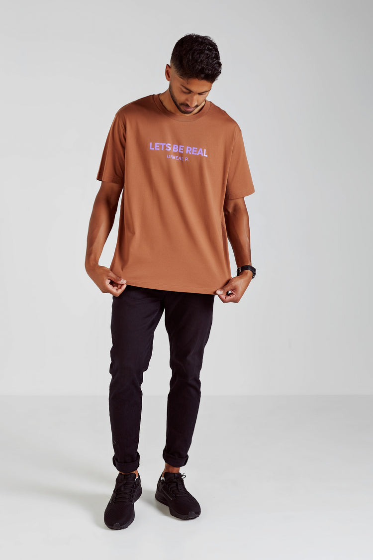 Let's Be Real Boxy T-Shirt Caramel