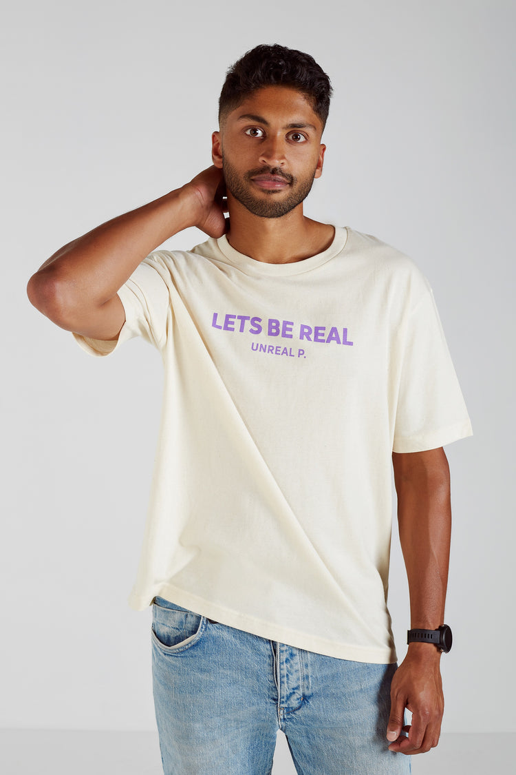 Let's Be Real Boxy T-Shirt Natural Raw