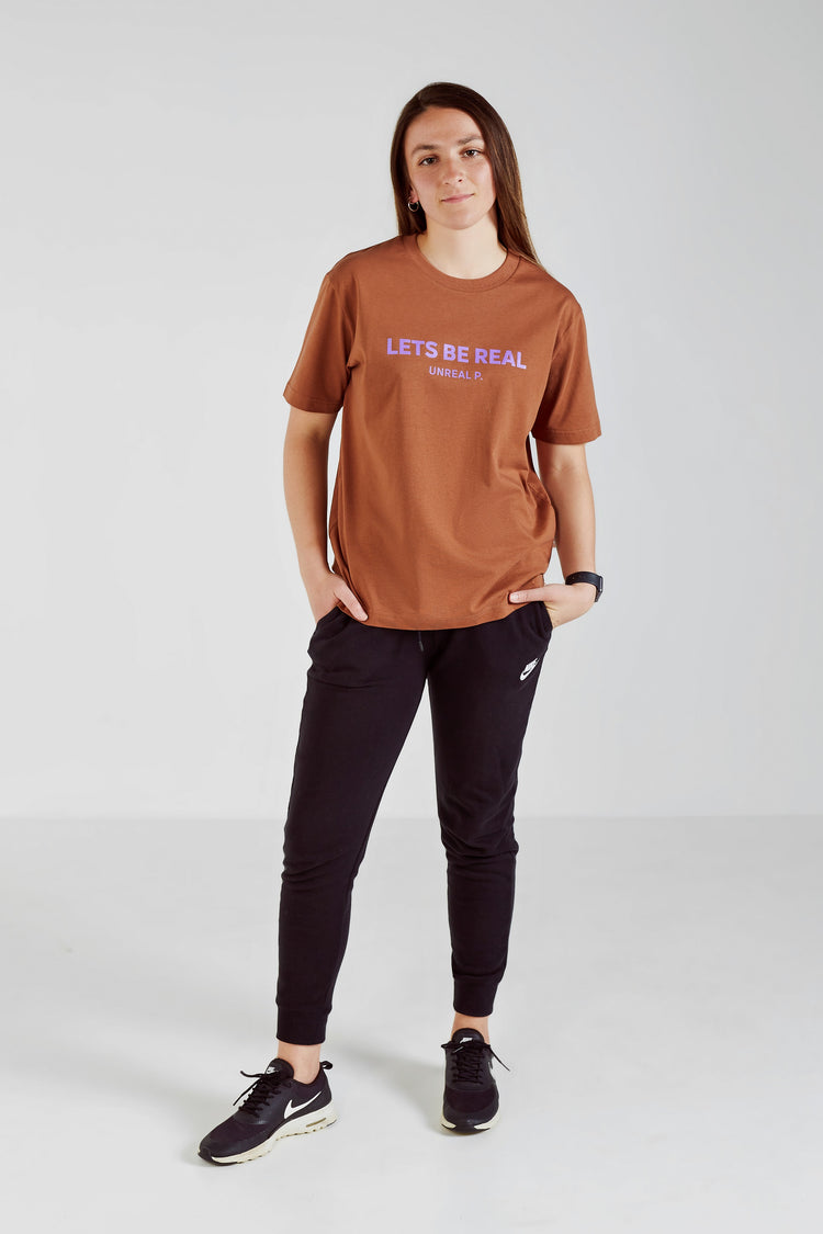 Let's Be Real Boxy T-Shirt Caramel