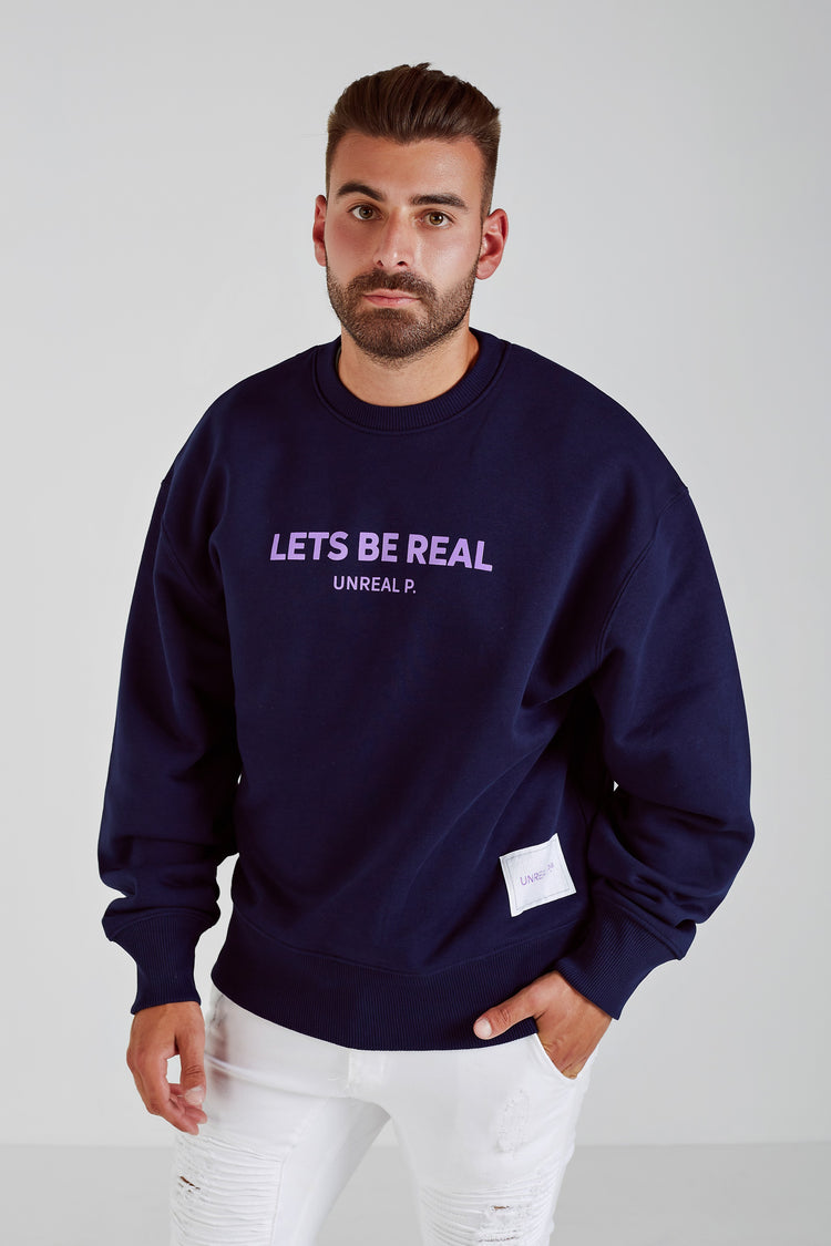 Let's Be Real Crew Neck French Navy