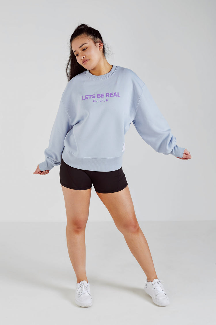 Let's Be Real Crew Neck Serene Blue